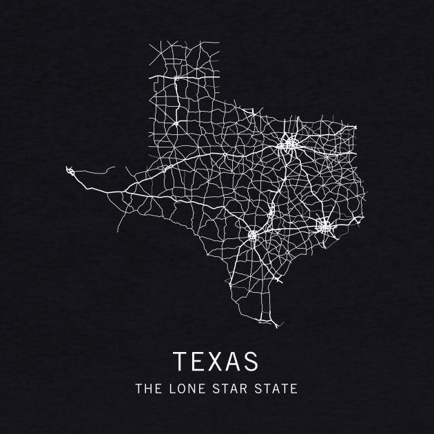 Texas State Road Map by ClarkStreetPress